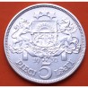 LETONIA 5 LATI 1932 DAMA y ESCUDO KM.9 MONEDA DE PLATA EBC- @ESCASA@ Latvia Latvijas Republik silver