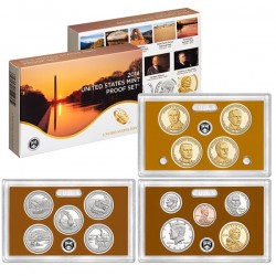 2014 UNITED STATES MINT PROOF SET @NICKEL@ 14 COINS ESTADOS UNIDOS 1+5+10+10+25 CENTAVOS + 1/2 DOLAR 2014 + 1 DOLAR 2014