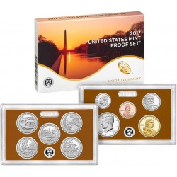 2017 UNITED STATES MINT PROOF SET @NICKEL@ 10 COINS ESTADOS UNIDOS 1+5+10+10+25 CENTAVOS + 1/2 DOLAR 2017 + 1 DOLAR 2017 INDIA