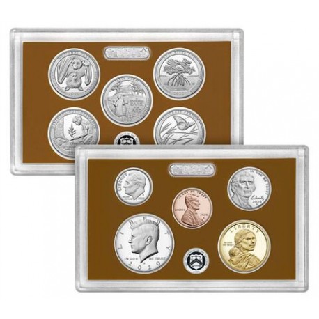 2020 UNITED STATES MINT PROOF SET @NICKEL@ 10 COINS ESTADOS UNIDOS 1+5+10+25 CENTAVOS y 1/2 DOLAR + 1 DOLAR 2020