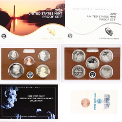 2019 UNITED STATES MINT PROOF SET @NICKEL@ 10 COINS ESTADOS UNIDOS 1+5+10+10+25 CENTAVOS + 1/2 DOLAR 2019 + 1 DOLAR 2019