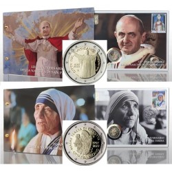 *** 2 x BUSTA FILATELICA *** VATICANO 2 EUROS 2022 SANTA TERESA y PAPA PABLO VI Estuche 2 MONEDAS CONMEMORATIVA