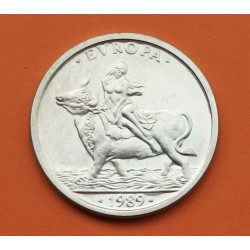 . 1 moneda + CÁPSULA x ESPAÑA 1 ECU 1989 EUROPA RAPTADA POR ZEUS MONEDA DE PLATA NO ESTUCHE FNMT 0,20 ONZAS