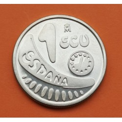 . 1 moneda + CÁPSULA x ESPAÑA 1 ECU 1989 EUROPA RAPTADA POR ZEUS MONEDA DE PLATA NO ESTUCHE FNMT 0,20 ONZAS