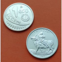 . 1 moneda + CÁPSULA x ESPAÑA 1 ECU 1989 EUROPA RAPTADA POR ZEUS MONEDA DE PLATA NO ESTUCHE FNMT 0,20 ONZAS
