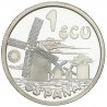 . 1 moneda + CÁPSULA x ESPAÑA 1 ECU 1994 DON QUIJOTE MOLINOS PLATA PROOF NO ESTUCHE FNMT 0,20 ONZAS