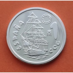 . 1 moneda + CÁPSULA x ESPAÑA 1 ECU 1996 LA MARINA ESPAÑOLA BARCO NAUTILUS y TIMON MONEDA DE PLATA NO ESTUCHE FNMT 0,20 ONZAS