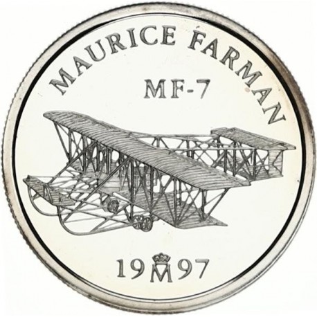 . 1 moneda + CÁPSULA x ESPAÑA 1 EURO 1997 EMBLEMA DEL EJERCITO DEL AIRE - AVIÓN MONEDA DE PLATA PROOF NO ESTUCHE FNMT 0,20 ONZAS