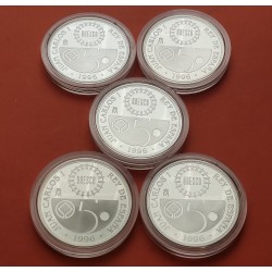. 5 Monedas + CÁPSULAS x ESPAÑA 2000 PESETAS 1996 UNESCO NO ESTUCHE FNMT 4 ONZAS de PLATA PURA 
