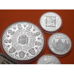 . 4 monedas + CÁPSULAS x España 2000 PESETAS 1999 + 10000 PESETAS 1999 CASA DE BORBÓN Serie 3ª BORBONES FNMT PLATA 7,40 ONZAS