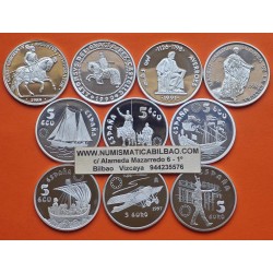 . 10 ONZAS de PLATA PURA x España 5 ECU 1989+1990+1991+1992+1993+1994 y 5 EUROS 1997+1998 NO ESTUCHE FNMT