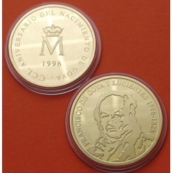 ESPAÑA MEDALLA DE PLATA BAÑO DE ORO tipo 2000 PESETAS 1996 FRANCISCO DE GOYA CULTURA y NATURALEZA 3ª SERIE FNMT