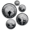 . 5 monedas + CÁPSULAS x España V CENTENARIO 100+200+500+1000+2000 PESETAS 1989 PLATA PROOF 1ª Serie 1,50 ONZAS NO ESTUCHE