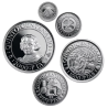 . 5 monedas + CÁPSULAS x España V CENTENARIO 100+200+500+1000+2000 PESETAS 1989 PLATA PROOF 1ª Serie 1,50 ONZAS NO ESTUCHE