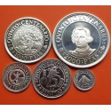 . 5 monedas + CÁPSULAS x España V CENTENARIO 100+200+500+1000+2000 PESETAS 1989 PLATA PROOF 1ª Serie 1,50 ONZAS NO ESTUCHE