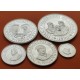 . 5 monedas + CÁPSULAS x España V CENTENARIO 100+200+500+1000+2000 PESETAS 1990 PLATA PROOF 2ª Serie 1,50 ONZAS NO ESTUCHE