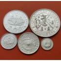 . 5 monedas + CÁPSULAS x España V CENTENARIO 100+200+500+1000+2000 PESETAS 1990 PLATA PROOF 2ª Serie 1,50 ONZAS NO ESTUCHE