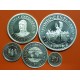 . 5 monedas + CÁPSULAS x España V CENTENARIO 100+200+500+1000+2000 PESETAS 1991 PLATA FDC 3ª Serie 1,50 ONZAS NO ESTUCHE