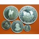 . 5 monedas + CÁPSULAS x España V CENTENARIO 100+200+500+1000+2000 PESETAS 1991 PLATA FDC 3ª Serie 1,50 ONZAS NO ESTUCHE