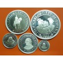 . 5 monedas + CÁPSULAS x España V CENTENARIO 100+200+500+1000+2000 PESETAS 1991 PLATA FDC 3ª Serie 1,50 ONZAS NO ESTUCHE