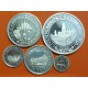. 5 monedas + CÁPSULAS x España V CENTENARIO 100+200+500+1000+2000 PESETAS 1992 PLATA FDC 4ª Serie 1,50 ONZAS NO ESTUCHE