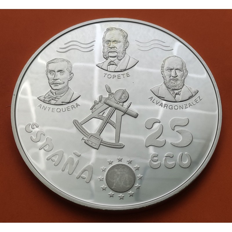 . 5 ONZAS de PLATA PURA + CÁPSULA x España 25 ECU 1996 VELERO - LA MARINA ESPAÑOLA MONEDA NO ESTUCHE FNMT 25 Ecus 1996
