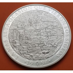 . 5 ONZAS DE PLATA PURA x España 25 ECU 1994 BATALLA DE LEPANTO MONEDA NO ESTUCHE FNMT 25 Ecus 1994