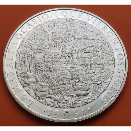 . 5 ONZAS DE PLATA PURA x España 25 ECU 1994 BATALLA DE LEPANTO MONEDA NO ESTUCHE FNMT 25 Ecus 1994