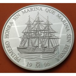 . 5 ONZAS de PLATA PURA + CÁPSULA x España 25 ECU 1996 VELERO - LA MARINA ESPAÑOLA MONEDA NO ESTUCHE FNMT 25 Ecus 1996