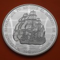 . 5 ONZAS de PLATA PURA + CÁPSULA x España 25 ECU 1995 LA MARINA ESPAÑOLA y GALEÓN MONEDA NO ESTUCHE FNMT 25 Ecus 1995