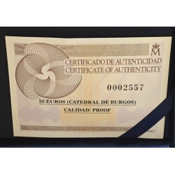 ** NO CARÁTULA ** ESPAÑA 50 EUROS 2007 EL CID y CATEDRAL DE BURGOS MONEDA PLATA ESTUCHE CERTIFICADO FNMT