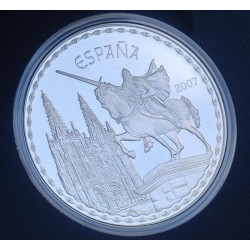 ** NO CARÁTULA ** ESPAÑA 50 EUROS 2007 EL CID y CATEDRAL DE BURGOS MONEDA PLATA ESTUCHE CERTIFICADO FNMT