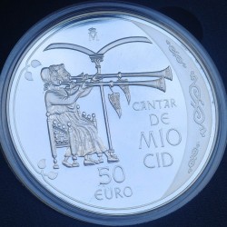 ** NO CARÁTULA ** ESPAÑA 50 EUROS 2007 EL CID y CATEDRAL DE BURGOS MONEDA PLATA ESTUCHE CERTIFICADO FNMT