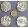 ** 1,02 ONZAS de PLATA PURA 999 ** MEDALLA OLIMPIADA de MEXICO 1970 FORMA CUDRADA y PICTOGRAMAS AZTECAS 40 mm