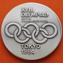** 1,10 ONZAS de PLATA PURA 999 ** MEDALLA OLIMPIADA de TOKYO 1964 AROS OLÍMPICOS y ATLETAS 40 mm