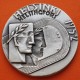 ** 1,09 ONZAS de PLATA PURA 999 ** MEDALLA OLIMPIADA de HELSINKI 1952 ATLETAS GRIEGOS y PISTA OLÍMPICA 40 mm