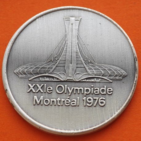** 1,07 ONZAS de PLATA PURA 999 ** MEDALLA OLIMPIADA de MONTREAL 1976 PABELLÓN OLÍMPICO 40 mm