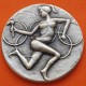 ** 1,09 ONZAS de PLATA PURA 999 ** MEDALLA OLIMPIADA de ROMA 1960 NIÑA CON ANTORCHA y AROS 40 mm