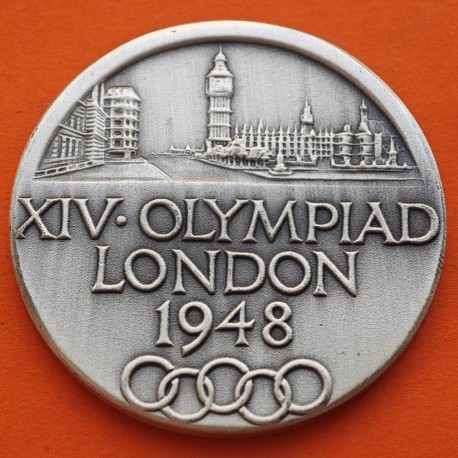 ** 1,12 ONZAS de PLATA PURA 999 ** MEDALLA OLIMPIADA de LONDRES 1948 VISTA DE LA CIUDAD y CUÁDRIGA ROMANA 40 mm