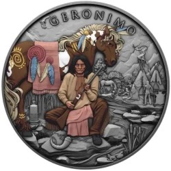 . ** 16 JULIO Envío - Tirada 500 uds ** ESTADOS UNIDOS 1 ONZA 2026 INDIO GERONIMO PLATA PURA Oz LEGENDARY WARRIORS