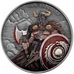 . ** 14 JULIO Envío - Tirada 500 uds ** ESTADOS UNIDOS 1 ONZA 2026 VIKINGO ERIC BLOODAXE PLATA PURA Oz LEGENDARY WARRIORS