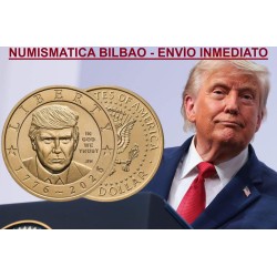 *** 1ª MONEDA EN LA HISTORIA de DONALD TRUMP *** ESTADOS UNIDOS 1 DOLAR 2026 Letra P PRESIDENTE y ÁGUILA MONEDA DE LATÓN SC USA