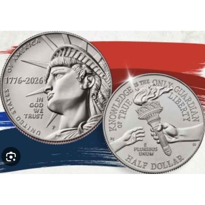 copia de ** ENVÍO HOY ** ESTADOS UNIDOS 1/2 DOLAR 2026 D DECLARACIÓN DE INDEPENDENCIA 1ª MONEDA SIN KENNEDY NICKEL SC