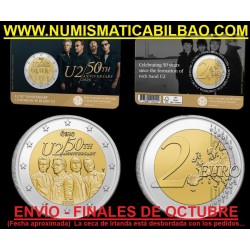 ** 020 / 25 de ENVÍO ** IRLANDA 2 EUROS 2026 U2 50 ANIVERSARIO MONEDA CONMEMORATIVA en COINCARD SC Eire Ireland