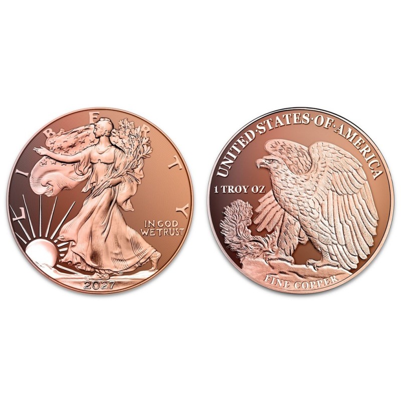 ** 4 monedas de 1 ONZA COBRE PURO ** CANADA + FRANCIA + 2x ESTADOS UNIDOS 1 ONZA 2027 MONEDA DE COBRE SC