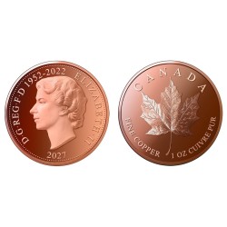 ** 4 monedas de 1 ONZA COBRE PURO ** CANADA + FRANCIA + 2x ESTADOS UNIDOS 1 ONZA 2027 MONEDA DE COBRE SC