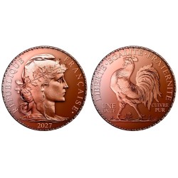 ** 4 monedas de 1 ONZA COBRE PURO ** CANADA + FRANCIA + 2x ESTADOS UNIDOS 1 ONZA 2027 MONEDA DE COBRE SC