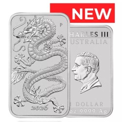 ** ENVÍO HOY ** AUSTRALIA 1 DOLAR 2026 DRAGON - CARLOS III Forma de LINGOTE - CÁPSULA MONEDA PLATA ONZA OZ