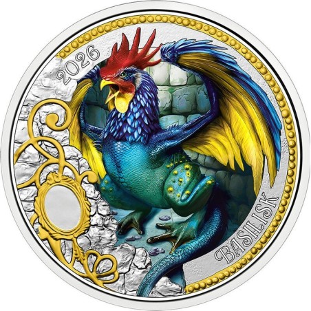 ** ENVÍO HOY ** AUSTRIA 3 EUROS 2026 BASILISK Serie Criaturas Místicas COLORES 4ª MONEDA DE NICKEL Basilisco