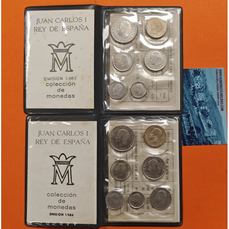 *** OFERTA *** ESPAÑA CARTERA 1983 + 1984 JUAN CARLOS I 1 + 2 + 5 + 10 + 25 + 50 + 100 PESETAS 1983 y 1984 SC/SC-